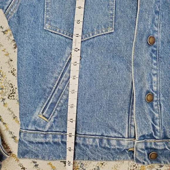 Schaefer LEGEND DENIM JACKET FLEECE LINING Blanket Jean Jacket Mens SZ Small - Picture 9 of 14